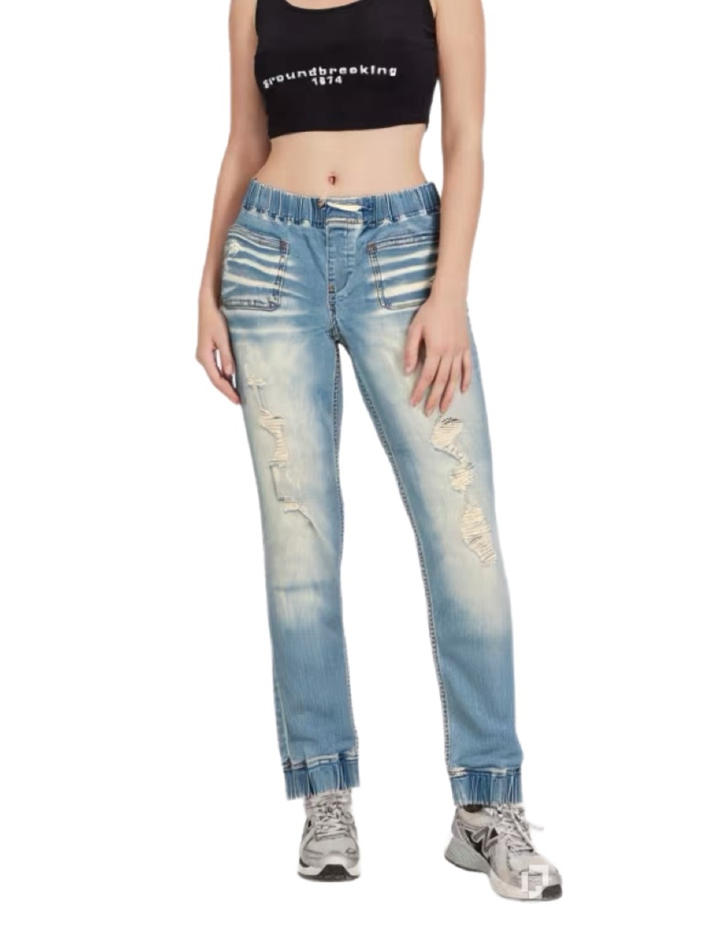 Celebrity Pink Faded Light Blue Distressed Joggers Size Medium
